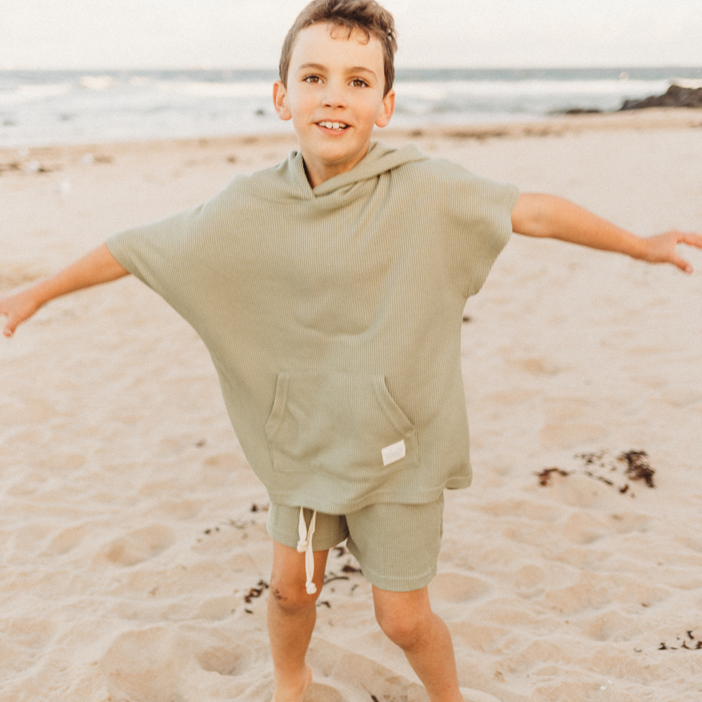 Rugup Beach Co Hooded Towel & Short Set Waffle