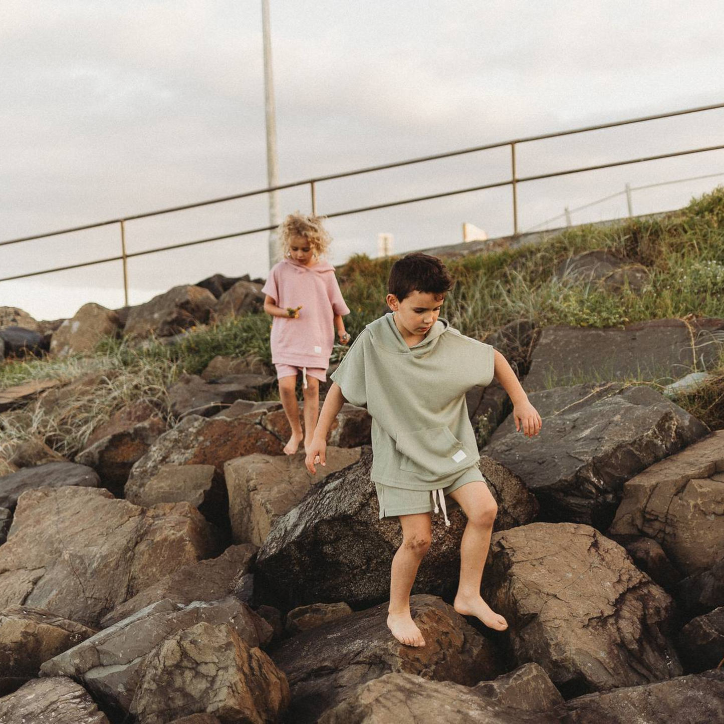 Rugup Beach Co Hooded Towel & Short Set Waffle